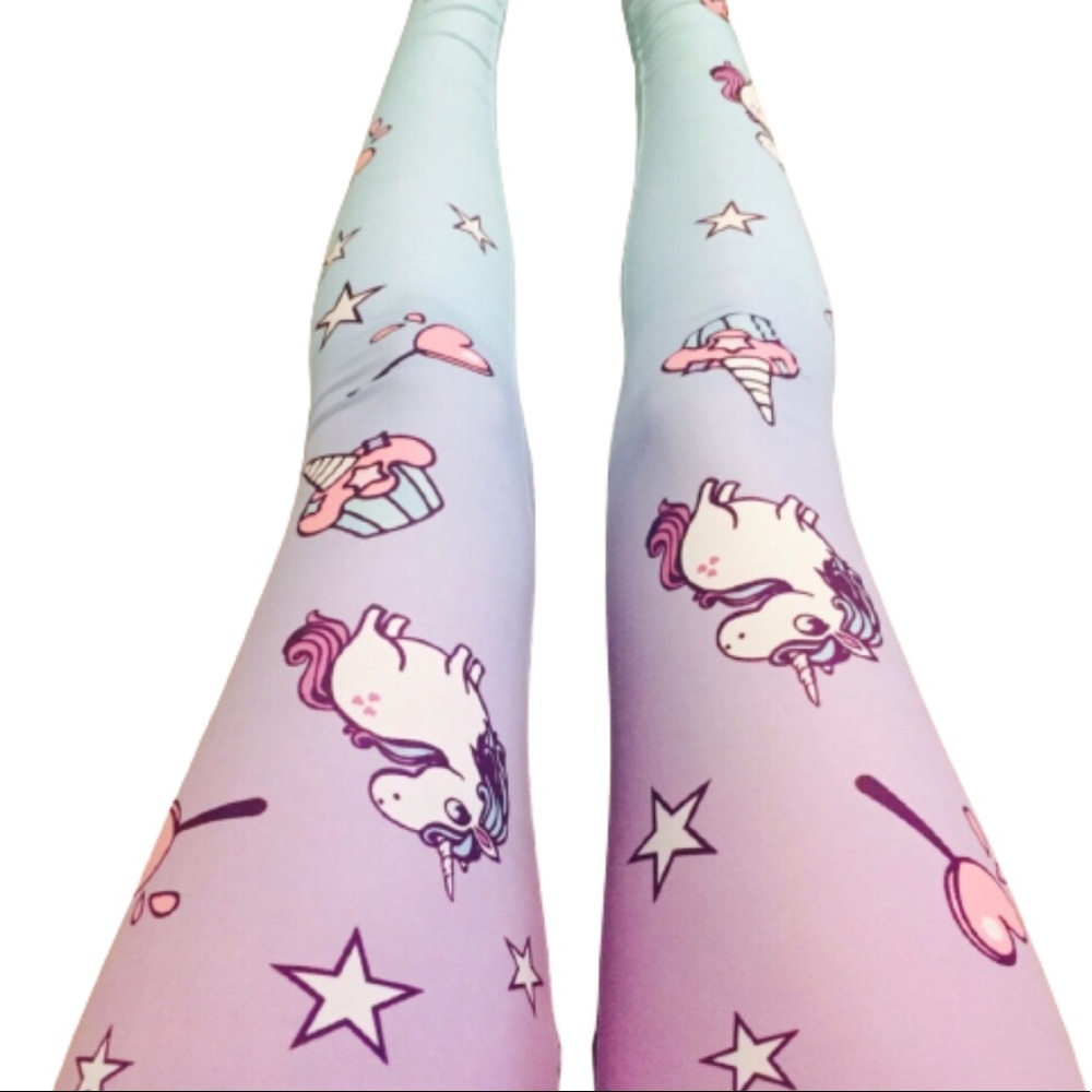 Ombre unicorn stars cupcakes kawaii leggings
